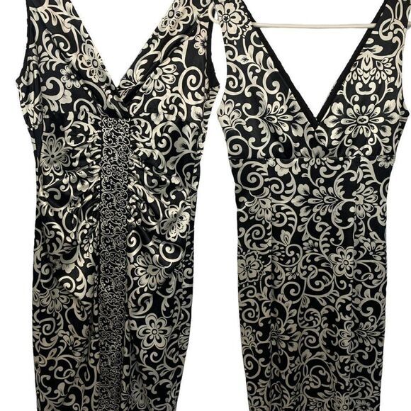 London Times Sleeveless V neck V Back Midi Dress - Picture 1 of 7